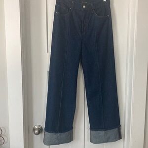 The Cuffed  Wide Leg Crop Blue Jeans ,  👖,size-0, new, 4 packets